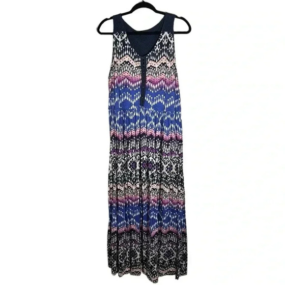 Lucky Brand Maxi Dress Cotton Blend Boho Southwestern Print Size 3X - Picture 1 of 7